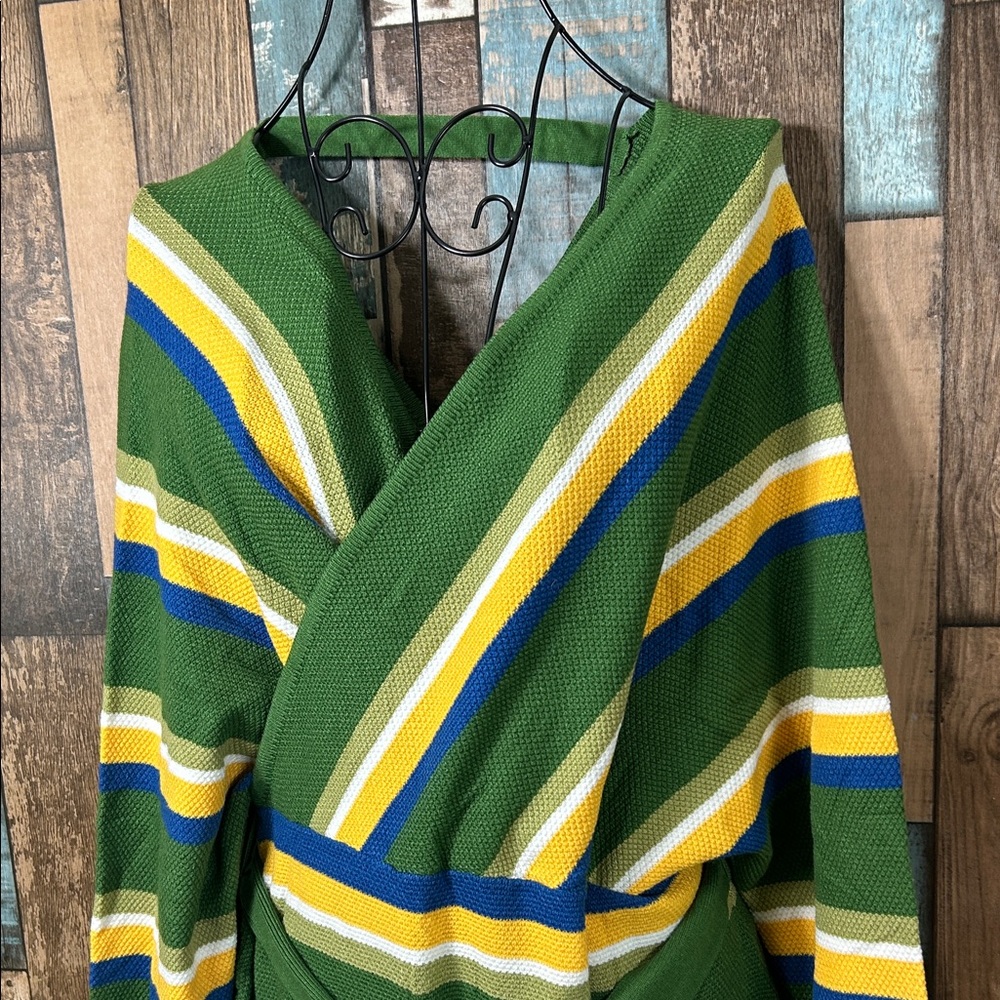 Striped belted Wrap mini Dress - Picture 2 of 16